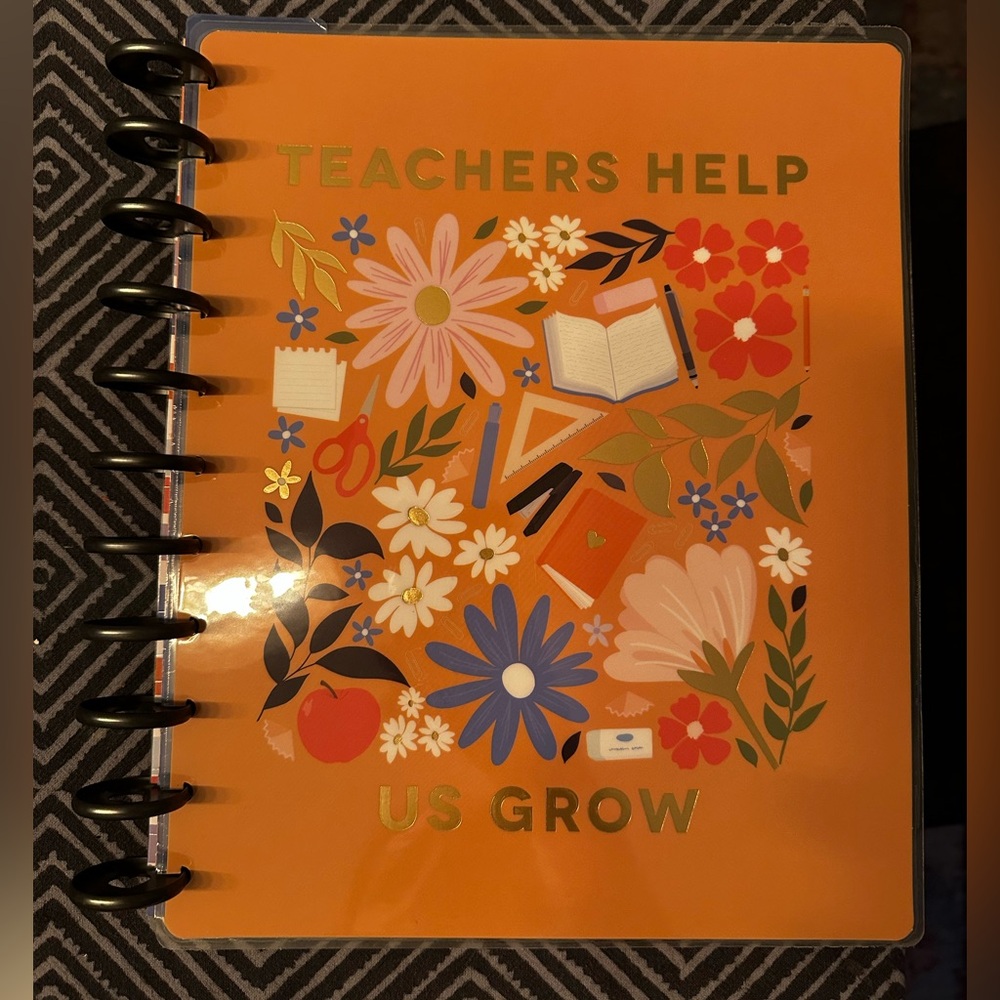 Happy planner front cover, back cover, and disks.